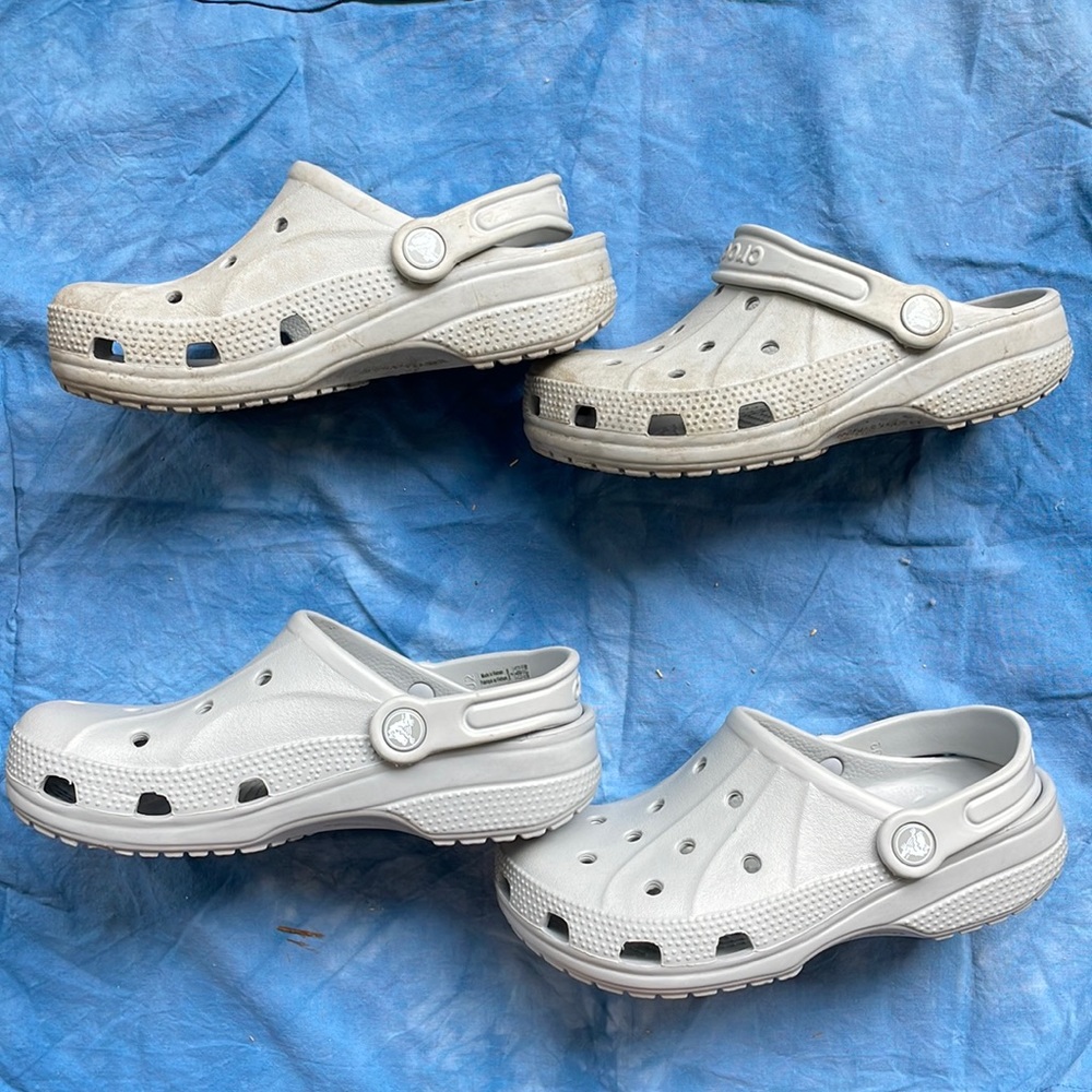 Crocs - Gray - 2 pairs - kids size 1 &2 in gray
